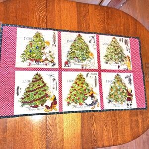 "Christmas Trees & Dates Green Back" Wall Hanging or Lap Quilt, NWT